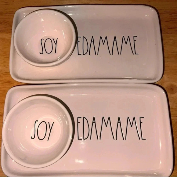 Rae Dunn Edamame Soy Tray Set HTF (2) - Picture 6 of 6